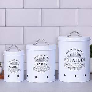 Tarro de almacenamiento de alimentos de Metal con etiquetado privado con diseño de patrón en relieve que agrega atractivo estético a las cocinas modernas y clásicas - Product Image 1