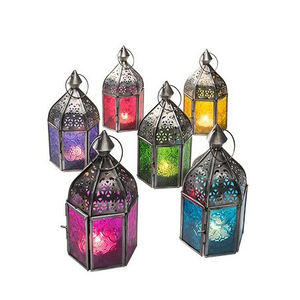 Petite lanterne marocaine en verre transparent, 21 pièces, lanterne de bougie vintage en cuivre, décoration de mariage, maison - Product Image 6