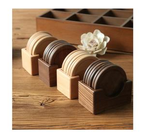 Custom Color Polished Design <b>Slate</b> <b>Coaster</b> Set Cork Back Holder Acacia Wood Table Top Kitchen Wholesale Food Commercial Buyers - Product Image 1