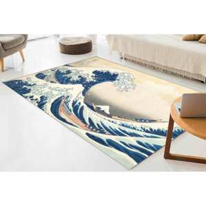 Tapis imprimé paysage ondulé - Décoration murale japonaise d'extérieur, cadeau de pendaison de crémaillère, tapis fin non tissé - Product Image 5