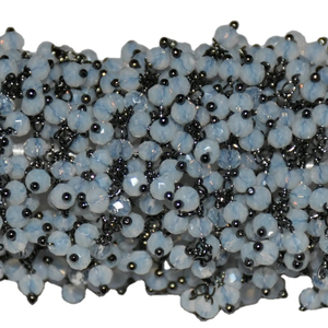 Magnifiques perles de verre en grappe arc-en-ciel blanches, chaîne de chapelet plaquée noire, chaîne perlée faite à la main pour la fabrication de bijoux - Product Image 4