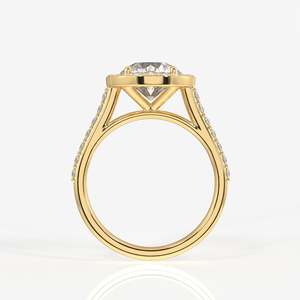 Lab Grown Round Cut <b>Diamond</b> <b>Ring</b> with 14k Gold Halo Engagement Handcrafted <b>Diamond</b> <b>Rings</b> - Product Image 4