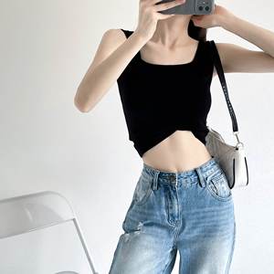 2026 Venta al por mayor de tops sin mangas casuales de diseñador para mujer, de verano, de punto transpirable, cortos, de algodón puro, con cuello redondo - Product Image 4