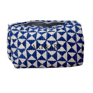 Ensemble de 3 trousses de maquillage de voyage écologiques en coton indien matelassé à imprimé floral avec fermeture éclair, résistantes à l'eau, pour femmes - Product Image 5