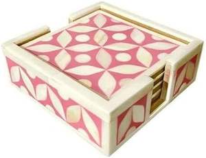 Decorative Bone Inlay Bohemian Style Eco-Friendly Lightweight Handmade <b>Drink</b> <b>Coaster</b> <b>for</b> Elegant Home Living Room Decor - Product Image 5