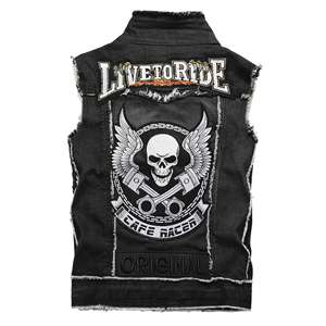 Chaleco de mezclilla para hombre más vendido con parches bordados y diseño personalizado Chaleco de burbujas a prueba de viento y chaleco con logotipo personalizado - Product Image 2