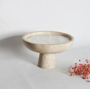 New stylish hot best Luxury Natural Travertine Stone Multi <b>Wick</b> <b>Candle</b> Bowl for Center Table Styling Modern Home Fragrance Decor - Product Image 2