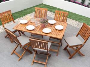 Belle Modern Design Solid Teak Wood <b>Folding</b> <b>Dining</b> Garden <b>Set</b> for Outdoor & Hotel Use Sunproof Cushion with Natural Finish - Product Image 2