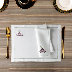 Juego de Manteles Individuales y Servilletas Bordados Personalizados al por Mayor con Diseño de Cebolla, Manteles de Lino de Alta Calidad con Dobladillo para Decoración de Mesa en el Hogar y Restaurantes - Product Image 3