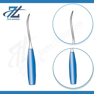 Ostéotome courbé Hip Set 260 mm manuel, manche Suregrip en acétal bleu, 2 instruments chirurgicaux en acier inoxydable certifiés CE - Product Image 3