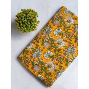 Tela con estampado de bloques de mano de algodón puro orgánico JBRHS52 para tapicería, decoración del hogar, estilo cruzado, longitud de carrera, certificado orgánico - Product Image 1