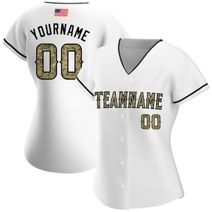 Maillot de baseball de mode de drapeau américain authentique camo-noir blanc personnalisé pour les fans de joueurs de baseball et de softball - Product Image 2