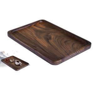 Plateau de service rectangulaire en bois de couleur marron, léger pour le thé, le café et les collations - Product Image 1