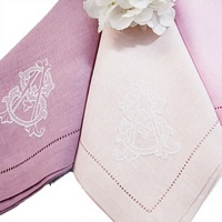 Serviettes de table en lin lavé personnalisées avec monogramme brodé LY, mélange lin-coton, serviettes de mariage