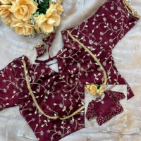 Magnifique sari en mousseline de soie avec broderies, fabriqué en Inde, au prix le plus bas