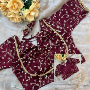 ผ้าชีฟอง fendy ดูดีมีส่าหรีปักลายผู้ผลิตจากอินเดีย - Product Image 6