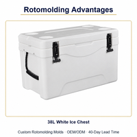 Moule de rotomoulage personnalisé OEM ODM, glacière rigide isolée de 38 L, blanche, fabrication directe en usine