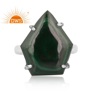 Best Quality Fine Sterling Silver Natural Malachite Gemstone <b>Statement</b> <b>Ring</b> Custom Jewelry Manufacturer - Product Image 2
