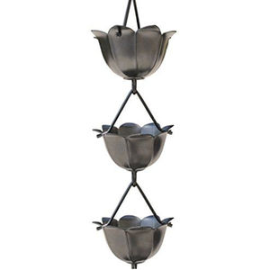 Cadena de Lluvia Decorativa de Metal con Diseño de Tulipán para Hogar y Jardín, Decoración Exterior con Acabado Antiguo, Cadena de Agua que Simula la Lluvia - Product Image 1