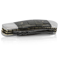 Pisau Lipat Baja Damaskus Buatan Tangan DD-FK-701 58-62 HRC Fingerprint Micarta dengan Bolster Baja Tahan Karat untuk Bertahan Hidup di Alam Terbuka dan Berburu
