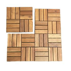 Dalles de terrasse extérieures Viet Wood contemporaines 300x300mm, imperméables, écologiques, style bois d'acacia, à emboîtement, antidérapantes - Product Image 6