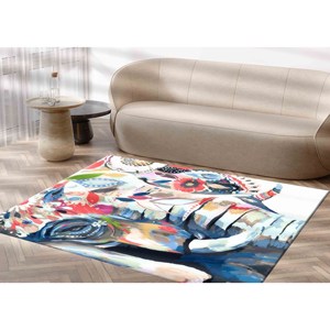 Tapis imprimé éléphant abstrait - Design moderne pour la décoration de la maison, tapis en velours - Product Image 4