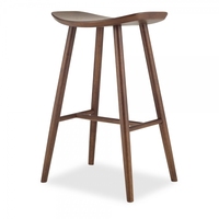 Tabourets de bar modernes Hatton en teck massif avec finition noyer pour bar à domicile, hôtel, salle à manger