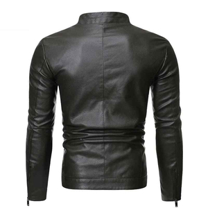 Wholesale Hot Selling Men's Winter Plain Dyed Gents Genuine Leather Jacket <b>Top</b> Quality Fashion Men <b>Black</b> Warm Leather Jacket - Product Image 5