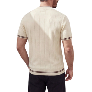 <b>Men's</b> Ribbed Knit <b>T</b>-<b>Shirt</b> Crew Neck Short Sleeve Slim Fit <b>Striped</b> Pullover Casual Front Custom Breathable Quick Dry 220g 2XL - Product Image 2