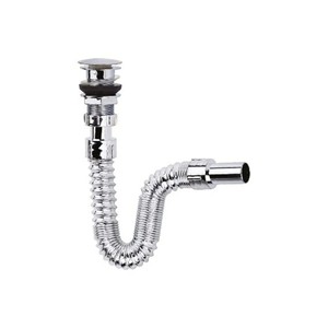 Siphon de lavabo escamotable chromé - Économiseur d'eau moderne pour salle de bain et cuisine - Product Image 1
