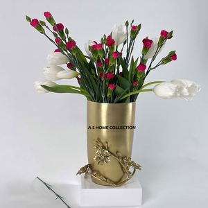 Pares Exclusivos De 4 Floreros Decorativos De Metal De Aluminio Chapado En Negro Clásico Diseño Costero Hecho A Mano - Product Image 2