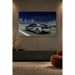 Impression sur toile Fida BMW i8 Concept avec des rayures de vitesse dans la ville nocturne - Product Image 3