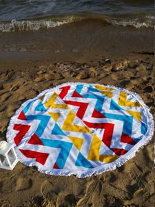 Serviette de plage ronde tissée et imprimée avec glands, fabriqué en turquie, usine d'adresse - Product Image 6