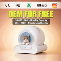 Bac à litière pour chat rond, automatique, autonettoyant, fermé, électrique, avec capteur intelligent, contrôle par application Tuya