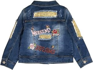 Chaquetas Vaqueras Azules Otoñales Más Vendidas con Botones y Parche de Arcoíris Personalizado, Chaqueta Vaquera para Niñas - Product Image 2