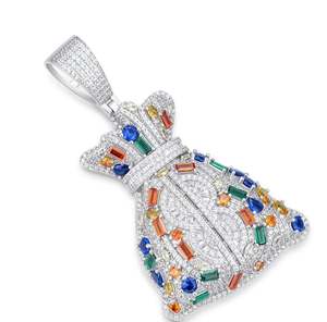 Colgante de Bolsa de Dinero con Incrustaciones de Moissanita, Colgante Brillante Personalizable, Estilo Hip Hop, Colgante de Diamantes para Hombre y Mujer - Product Image 3