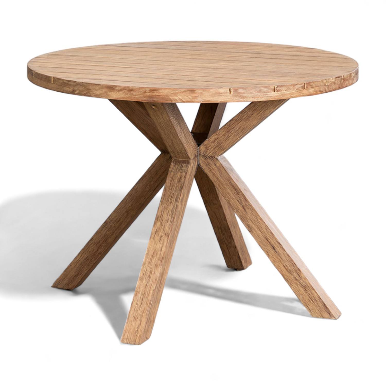 Teak Round Table 120x120x77 cm White Wash