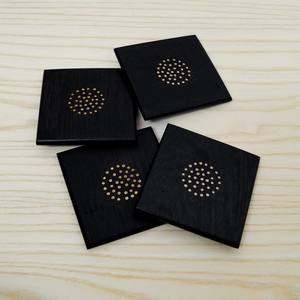 Manufacturer Wood & Brass Inlay Metal Inlay <b>Set</b> Custom square Black Wood & Brass Inlay Pallet <b>Coasters</b> - Product Image 5
