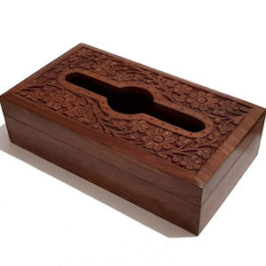 Soporte de caja de pañuelos de madera con acabado natural de 6 \ "x 4 \" X4 \ "para fiestas, inauguración de la casa, bodas, Diwali-Idea de regalo única - Product Image 1