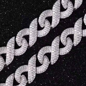 Bijoux hip hop entièrement en diamant chaîne à maillons cubains bijoux en diamant de laboratoire avec chaîne en or blanc 14 carats pour hommes - Product Image 4