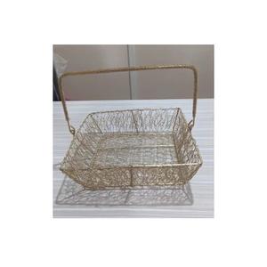 Golden <b>Mesh</b> Trolley <b>Basket</b> for <b>Storages</b> & Containers at Low Price Metal Wire <b>Mesh</b> Hamper Gift <b>Basket</b> for Home Trolley <b>Basket</b> - Product Image 4