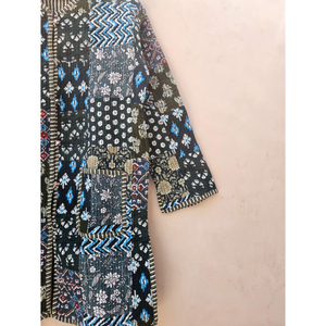 Indian Handmade Kantha Patchwork Cotton Quilted Reversible Eco-friendly Long <b>Jacket</b> Unique Bohemian Style <b>Women</b> Outwear - Product Image 3