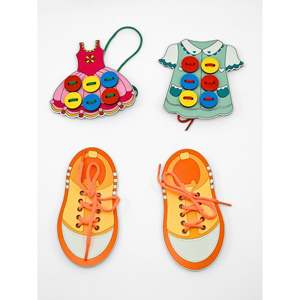 Juego de Encaje de Madera Educativo Edición Niñas para Habilidades Motoras Finas, Juguetes de Belleza y Moda - Product Image 1