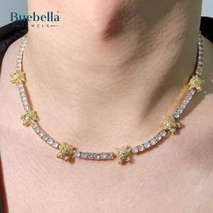 Venta caliente 925 Plata 18K chapado en oro 4mm Moissanite DiamondIced Gengar Tennis Chian para hombres y mujeres - Product Image 1