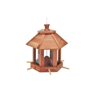 Mangeoire à oiseaux en bois naturel fini, maison de repos pour l'alimentation, décoration de jardin, maison murale décorative pour oiseaux, mangeoires à oiseaux montées sur un arbre - Product Image 4