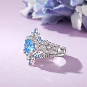 Ensemble de 3 bagues Jeulia en aquamarine avec motifs étoile et lune - Product Image 6