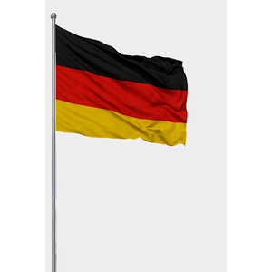 Bandera de Alemania para exteriores, impresa digitalmente en poliéster satinado con asta de aluminio para seguros y educación - Product Image 1