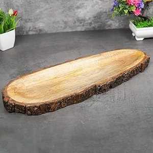 Assiette ronde en bois de manguier Assiette de serveur de couleur naturelle pour servir des aliments au restaurant et au mariage Coffre-fort personnalisé - Product Image 2
