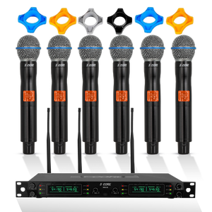 Système de microphone sans fil 5 cœurs, 6 canaux UHF, récepteur portable avec 6 micros dynamiques sans fil, portée 492F - Product Image 6