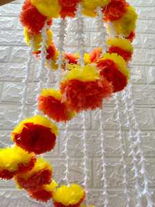 Centro de Mesa con Flores Artificiales de Caléndula India, con Rosa Tubular, Jhoomar y Lirio, para Decoración de Bodas, Hogar, Balcón y Templos - Product Image 5